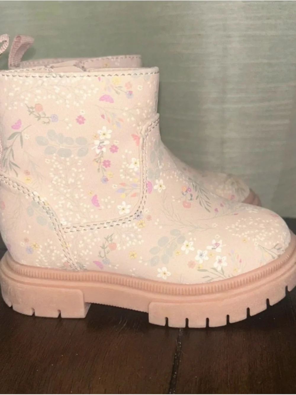 Cat & Jack Light Pink Floral Girls' Pull-On Boots